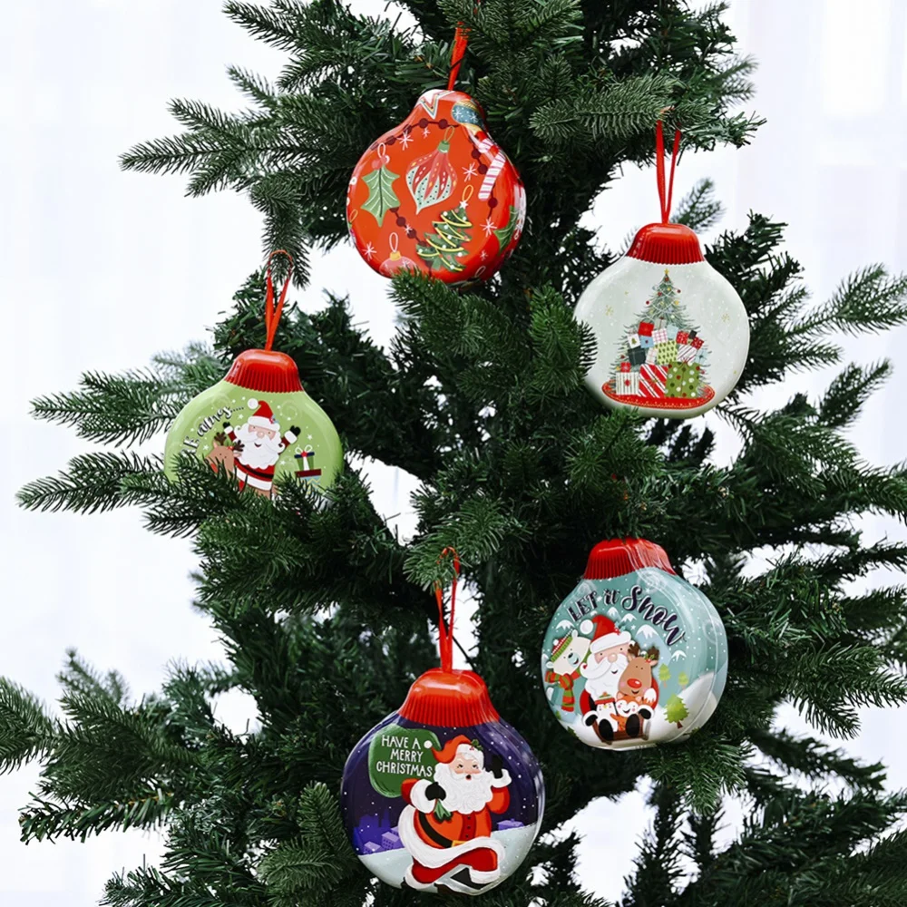 

Декор для рождественской елки, шар, банка для конфет, емкость для хранения для елки, украшение для елки, Декор, детский праздничный подарок, рождественские конфеты, жестяная коробка