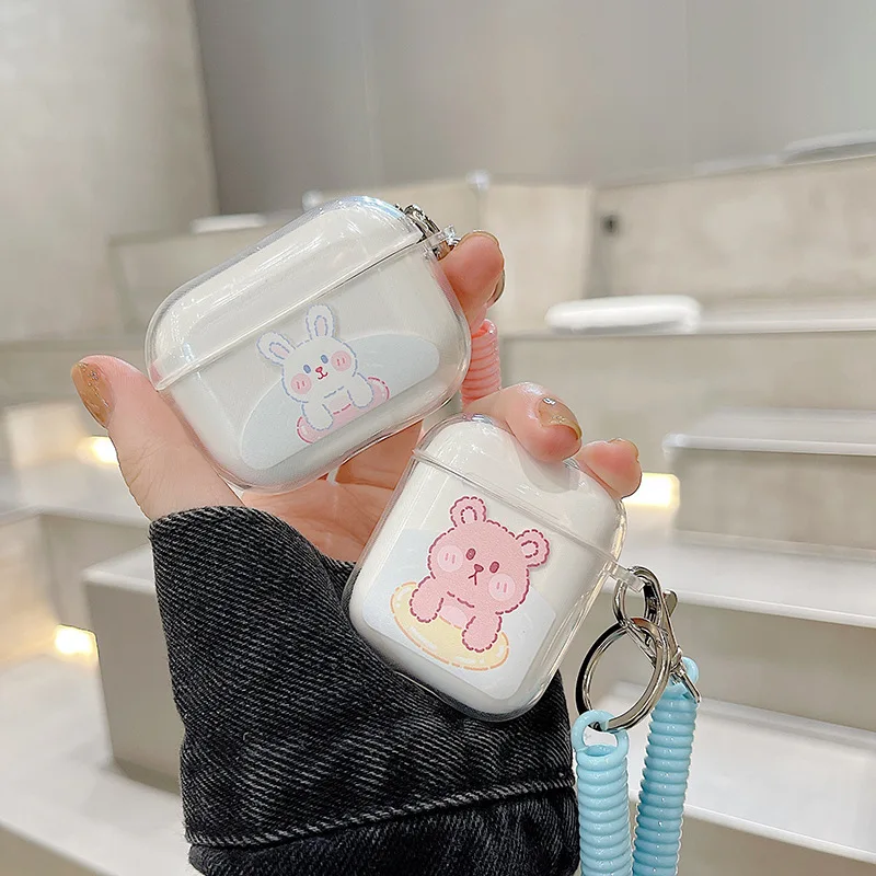 

Applicable to Apple Airpods 2/3 Generation Bluetooth Headset Fashion Protective Sleeve TPU Cartoon Rabbit And Bear