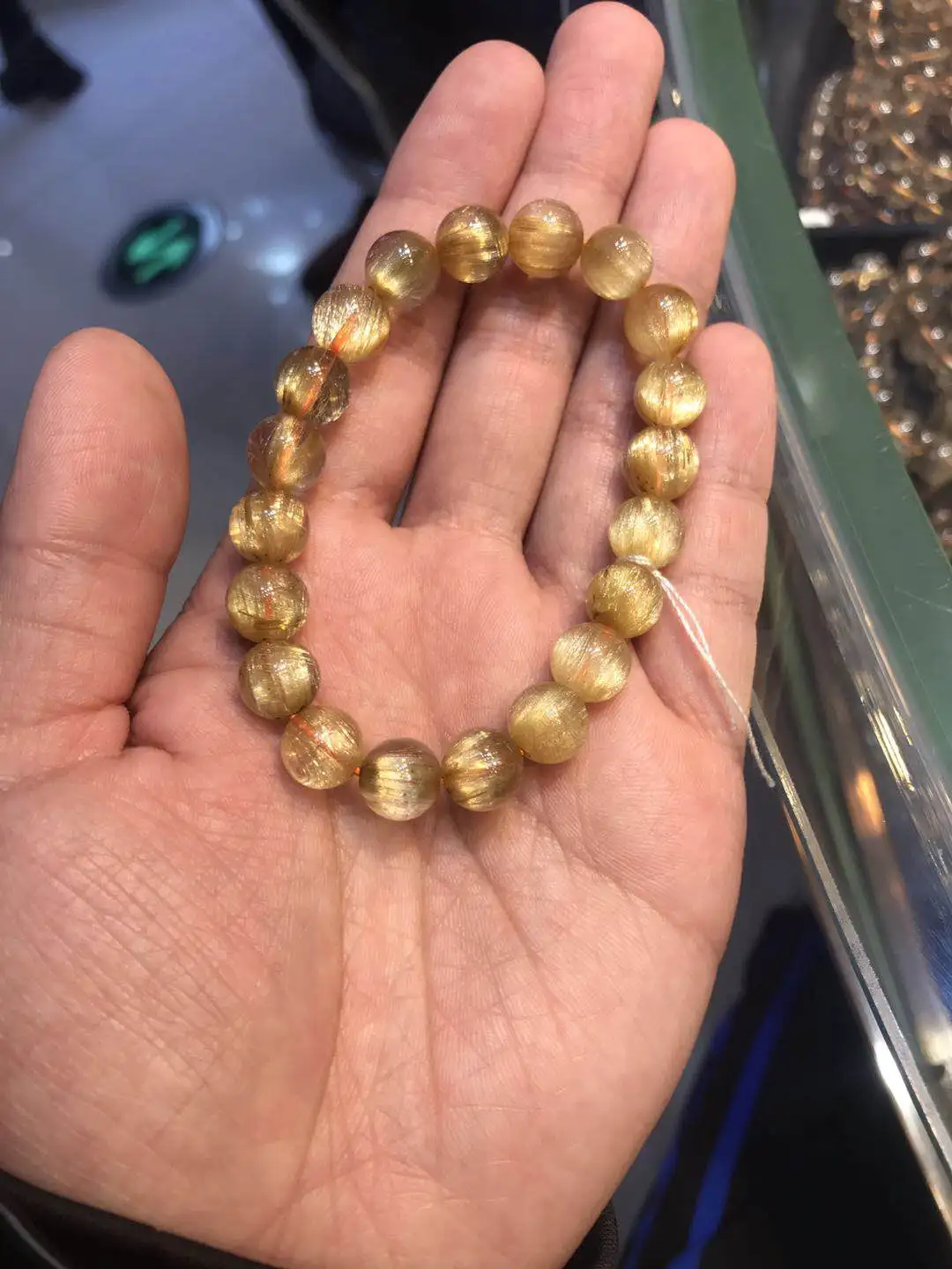 

Certificate 10mm Top Natural Gold Rutilated Titanium Quartz Bracelet Brazil Women Men Round Beads Crystal Stretch Jewelry AAAAAA