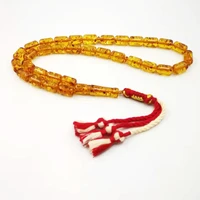 ambers color tasbih 33 beads mans resin muslim rosary cotton tassel islam fashion bracelet arabic misbaha