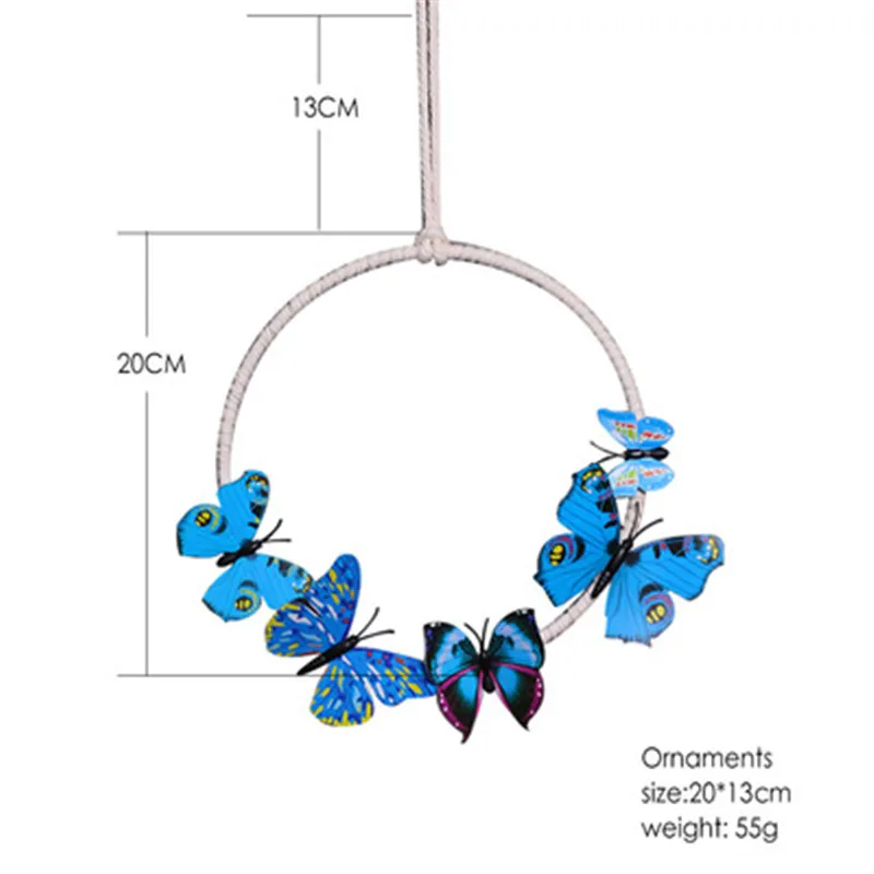 

3D Butterfly Wall Hanging Wreath Decoration Golden Round Hoop Butterfly Wreath For Wedding Backdrop Kid Room Door Hanging Wreath