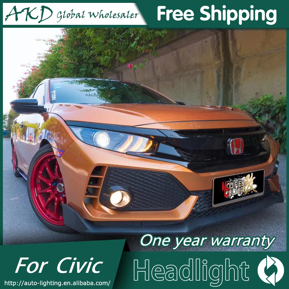 АКД автомобильный Стайлинг Головной фонарь для Honda CIVIC X 10th 2016 фара светодиодный