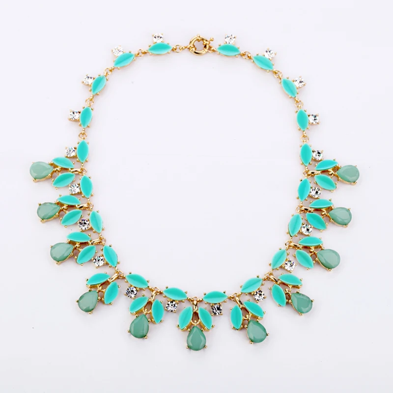 Женское акриловое ожерелье с кулоном зеленое и розовое недорогая бижутерия 2016 -