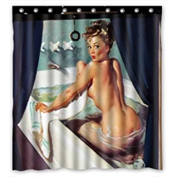 sexy vintage retro pin up lady waterproof polyester bath shower curtain size 66x72 inch