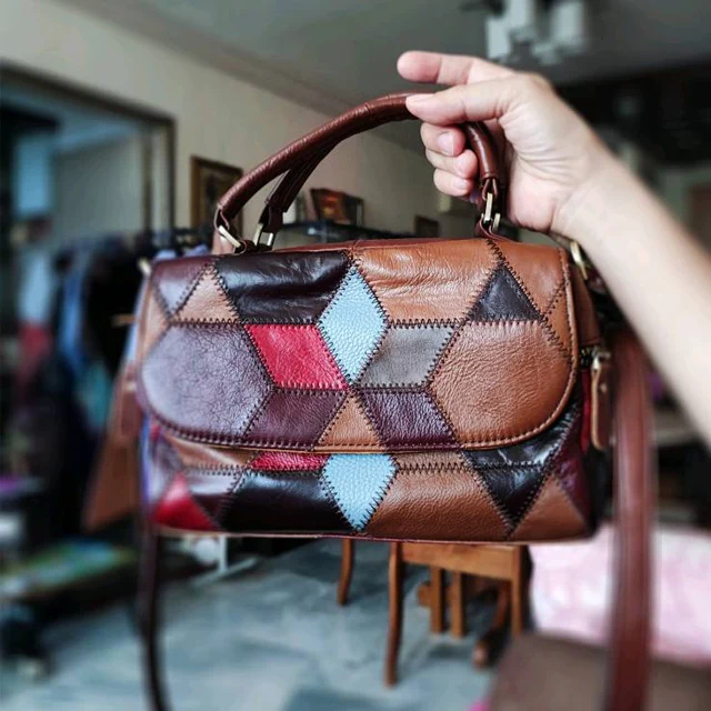

Cobbler Legend Multicolor Women's Genuine Leather Handbags Shoulder/Messenger Bags Ladies Designer Patchwork Totes Cowhide