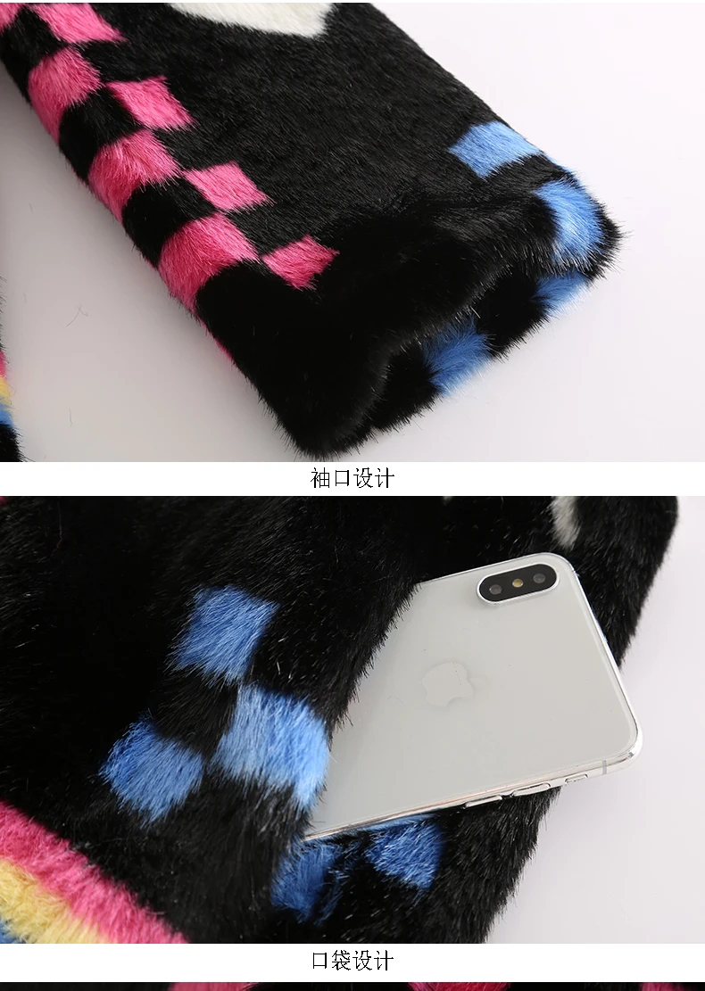 Nerazzurri Multi color women faux fur coat runway ladies long fur coats warm winter fashion designer brand luxury women clothing