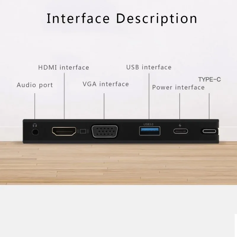 Usb-хаб C 6 в 1 Thunderbolt 3 type адаптер док-станция USB 0 порт 4K HDMI 1080P VGA для Macbook Pro Ethernet Аудио