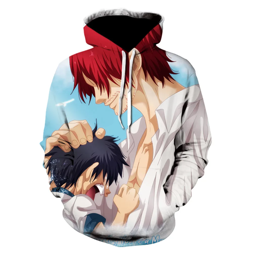 

3D Hoodie Sweatshirt Anime Monkey D Luffy Hooded Hoodie Pullover Top Oversized Streetwear 110-6XL