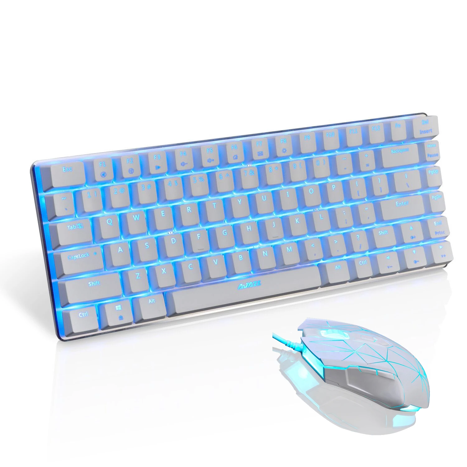 

Ajazz 2 in 1 Gaming Mechanical Keyboard Mouse Combos 82 Key Anti-Gosting Blue Switch Gamer Keyboard Backlit 2400dpi Mouse For PC