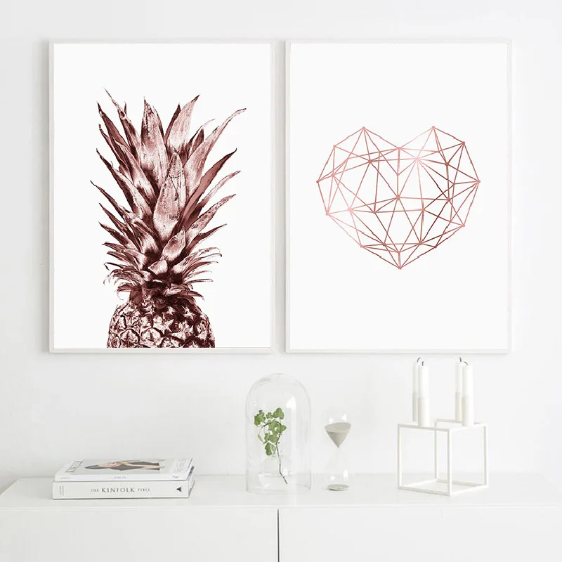 

Rose Gold Tropical Pineapple Geometric Heart-Shaped Sofa Decoration Painting Living Room Bedroom Dining Room Home Decoration
