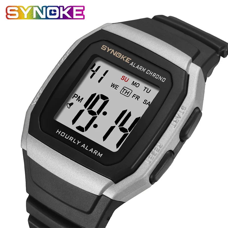 SYNOKE мужские часы Relogio Masculino многофункциональные спортивные электронные часы мужские водонепроницаемые женские квадратные брендовые роскошные часы
