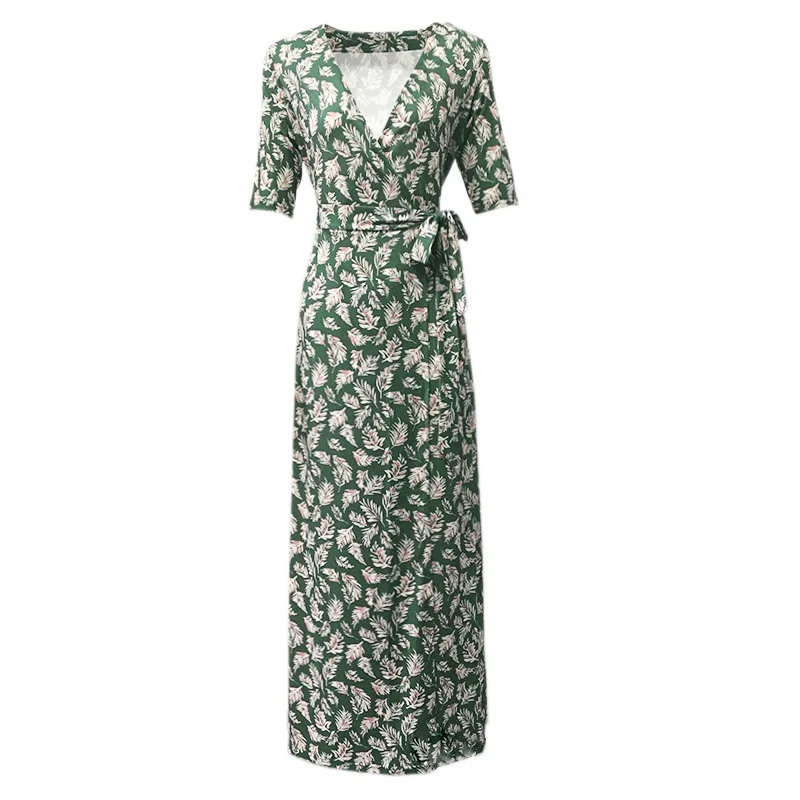

Spring And Summer 2020 Slim Wrap Dress With Waistband Showing Thin Lace Up Print Dress Summer Beach Resort Skirt Length