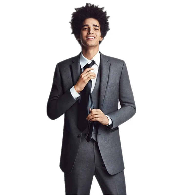

Latest Coat Pant Design Dark Grey Groomsmen Notch Lapel Wedding/Dinner Suits Best Man Bridegroom (Jacket+Pants+Tie+Vest)