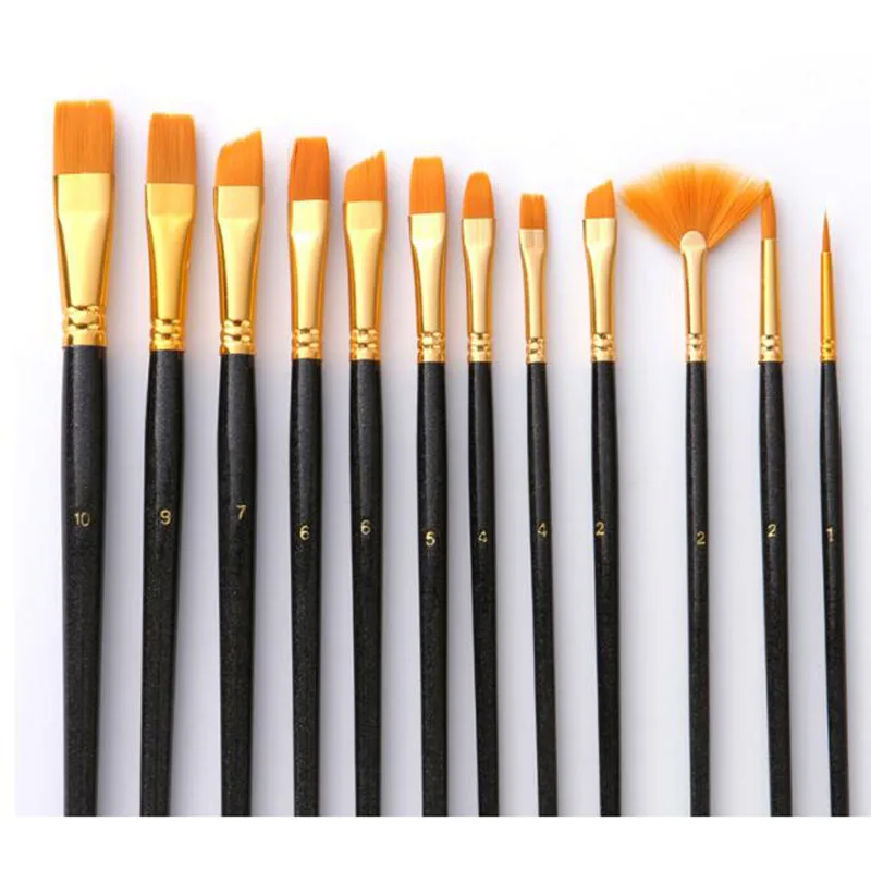 12 шт. акварельная искусственная нейлоновая кисть для рисования|Рисование и