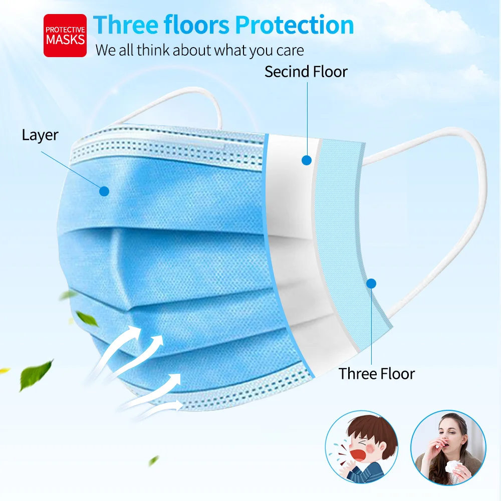 10-200 шт. одноразовые черные медицинские маски для лица | Красота и здоровье