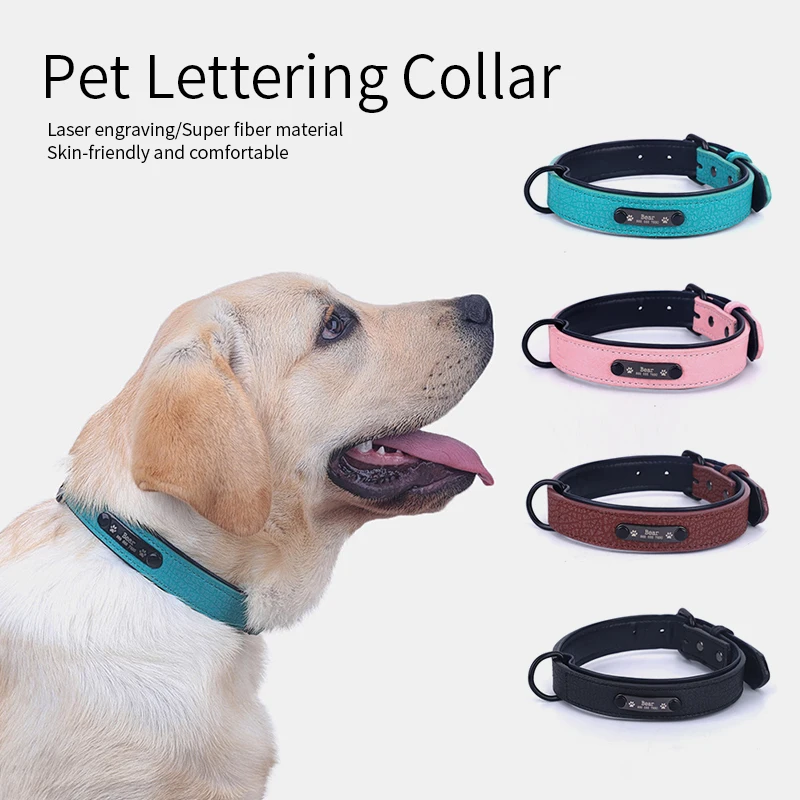 

Pet Collars Microfiber Leather Engraving Dog Collars Brand Collars Customized Pet Products Dog Collar Accessories Nameplate