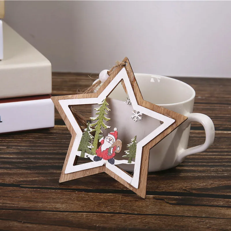 Полые тисненые Окрашенные рождественские Деревянная Рождественская елка