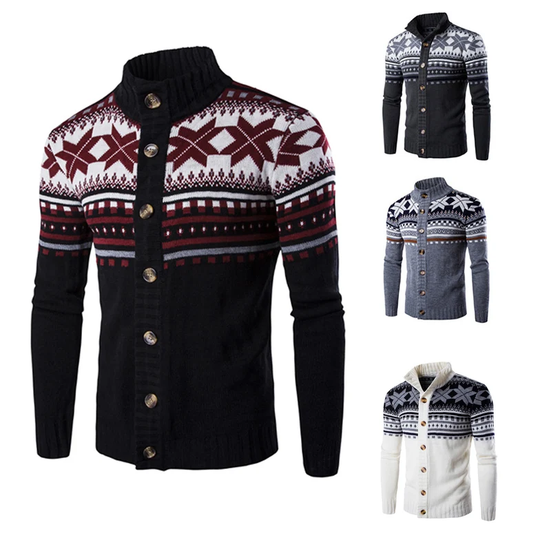 Новинка мужской вязаный кофта Кардиган Осенний свитер Мужская мода Повседневная