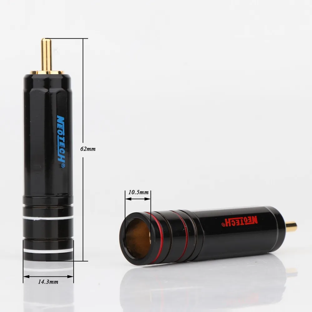 NEOTECH DG-201 High Quality Gold Plated RCA Plug Lock Collect Solder Connector HIFI Cable Connector 4PCS