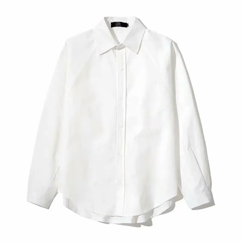

New shirt men's long sleeve Korean Trend white black casual loose handsome top Japanese Hong Kong Style tooling shirt coat