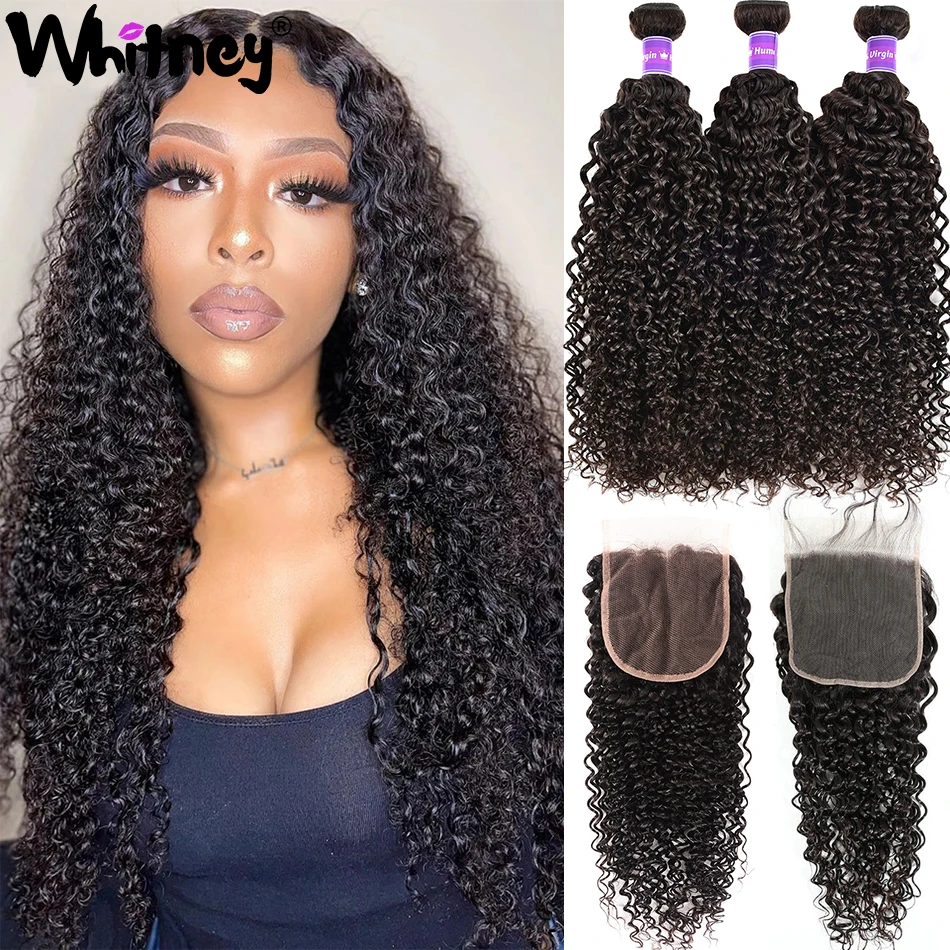 

Mongolian 28" Kinky Curly Human Hair Bundles With Transparent Lace Closure Virgin Hair Curly Lace Frontal With 3 Bundle Shuangya
