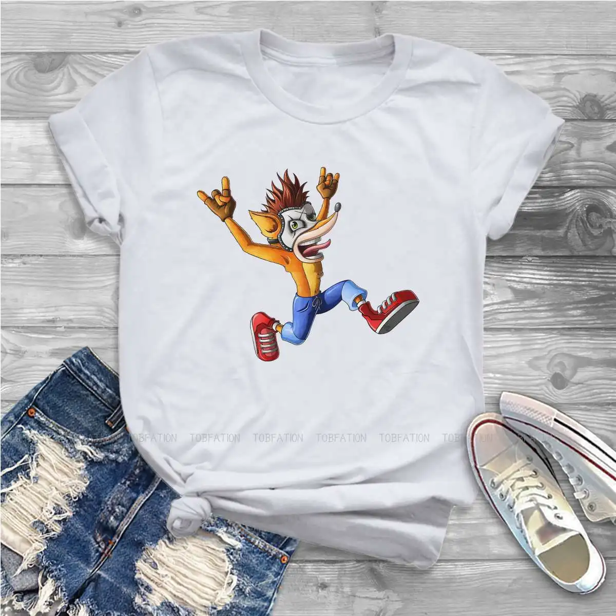

Xero Crash Women Clothing Crash Bandicoot Game Graphic Print Female Tshirts Vintage Grunge Loose Top Tee Kawaii Girl Streetwear