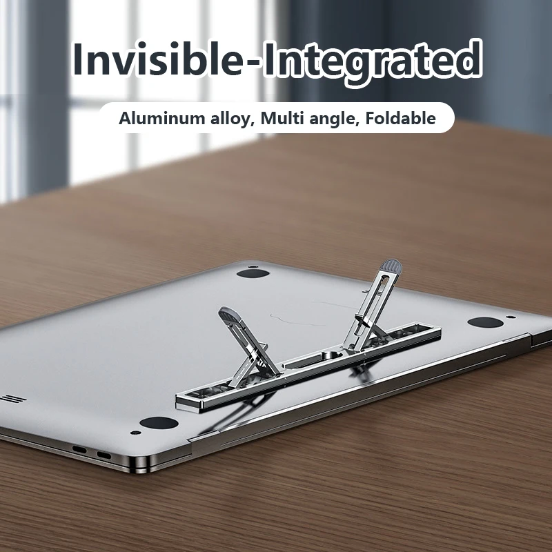 

Алюминиевая невидимая подставка для ноутбука, складной держатель для клавиатуры, с регулируемой высотой, для Macbook Pro Air, настольная подставк...
