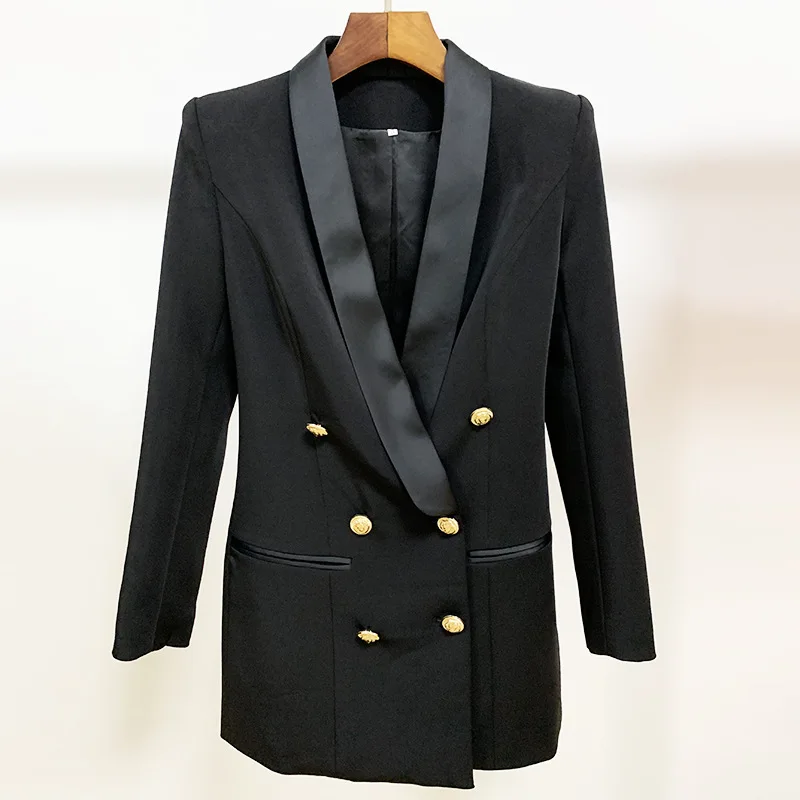 

New High quality 2020 classic lion button outside the latest hot style dress satin shawl collar suit
