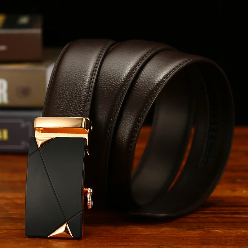 Anxianni 100% Genuine Leather belt men cowhide Strap For Men alloy Automatic Buckle belts Luxury Waistband Cummerbunds