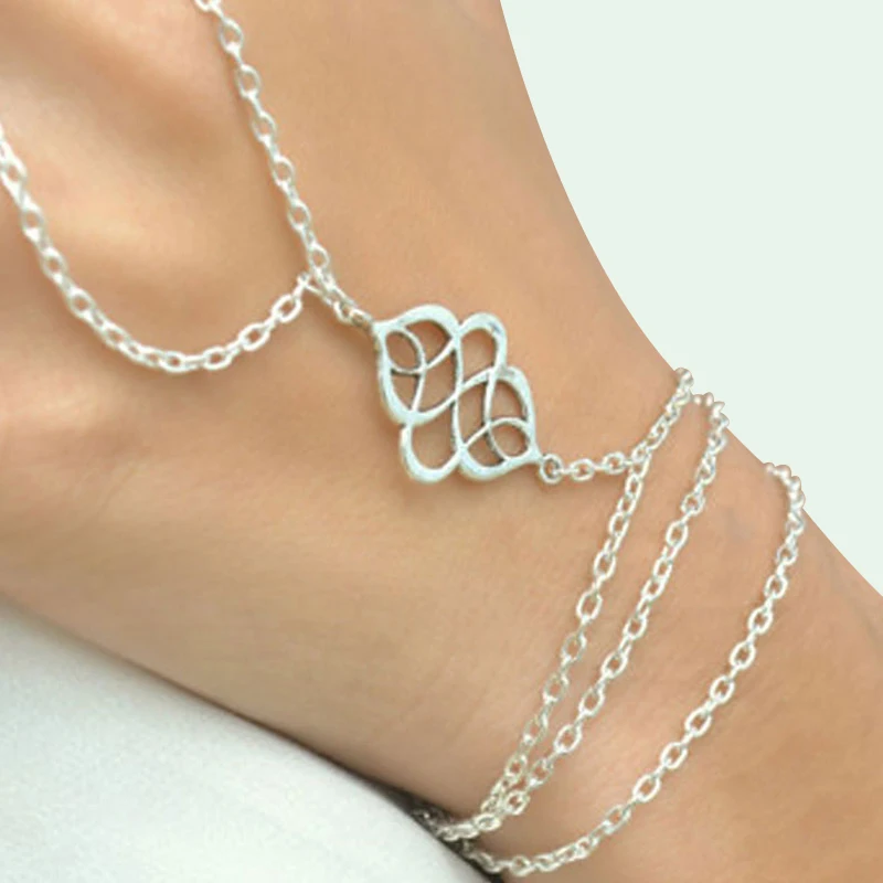 Женский браслет из серебристой цепочки модное Ювелирное Украшение на палец |