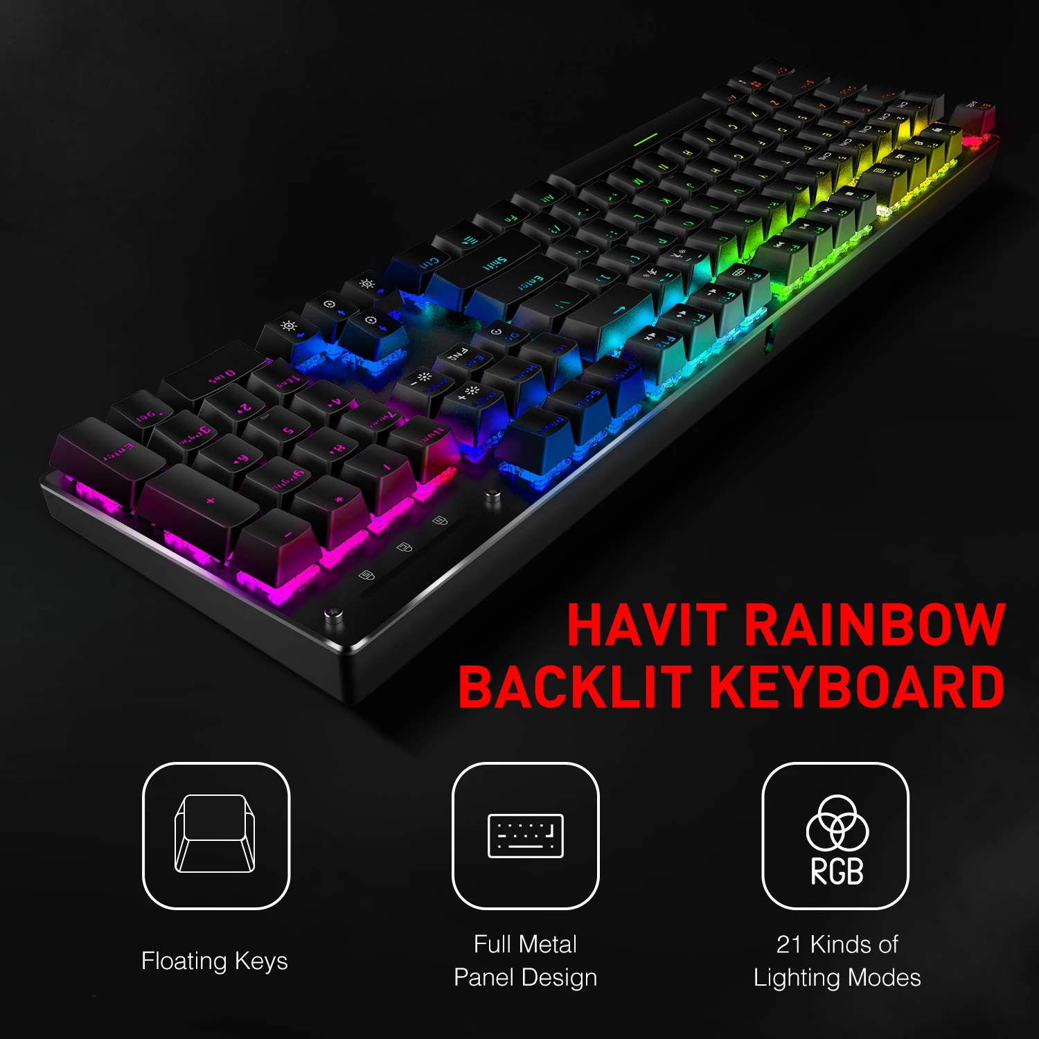 Havit игровая механическая клавиатура и мышь Combo 4800DPI 7 кнопочная Проводная Синяя