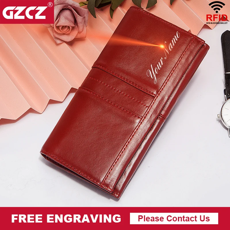 

100% Genuine Leather Wallet Fashion Women Long Coin Purse Hasp Design Clutch Bags RFID Card Holder Handy Passport Cover Carter