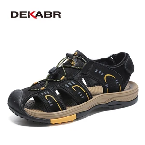 DEKABRмодные мужские сандалии из натуральной кожи; Летняя обувь; Легкие удобные мужские пляжные сандалии; Кожаная мужская обувь размера плюс 38  46