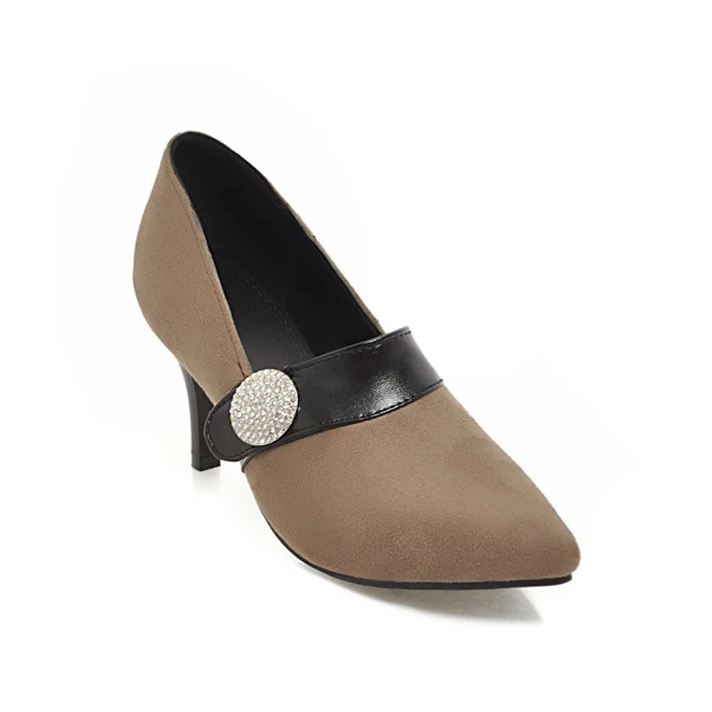 Женские туфли на высоком каблуке лодочки Тонкие с пряжкой и тонким каблуком