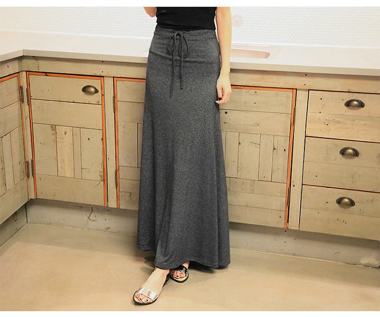 Summer Long Skirts for Women Big Size Black Gray High Waist Split Lace Up Ladies Elegant Bodycon Maxi Skirt Plus Size 5xl 6xl