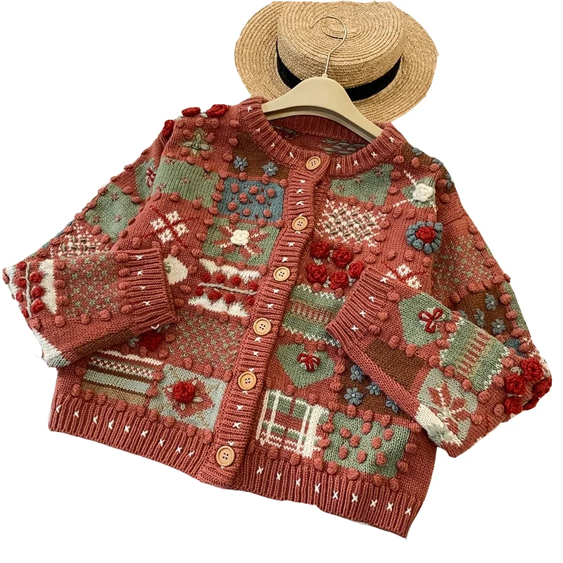 

2021 Japanese Sweet Vintage INS Gentle Knit Cardgian Girl Handmade Crochet Outer Coat Student Tops Winter Sweater Cardgian Women