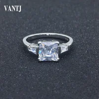 VANTJ Real10K Gold Ring Sterling Moissanite Sqaure 7MM DF Color Fine Jewelry For Women Engagement Wedding Party Gift