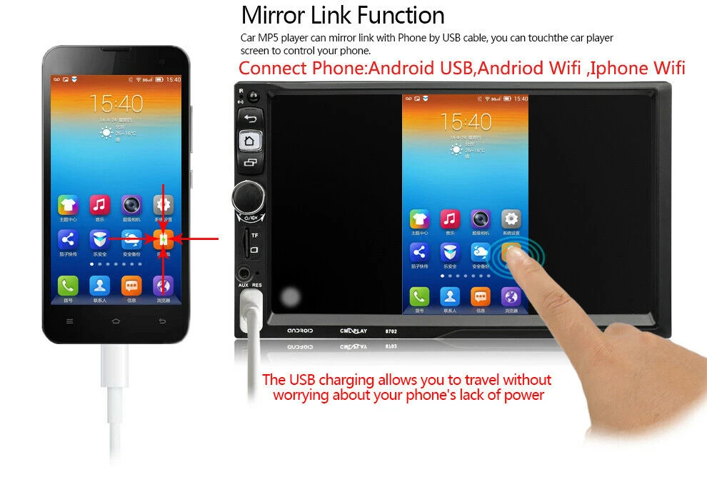 7&quot2 Din GPS Android Car Radio+Carplay Airplay FM BT TF Mirror Link Siri iOS WIFI | Автомобили и мотоциклы