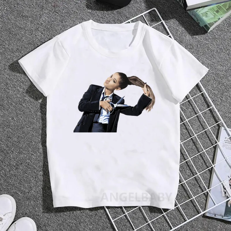 Ariana Grande/футболка для девочек 2020 модные летние детские топы одежда маленьких