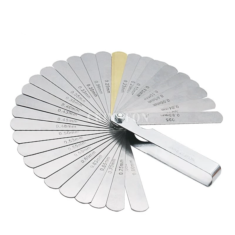 

100pcs 32 Blades Feeler Gauge Metric Gap Filler 0.04-0.88mm Thickness Gage For Measurment Tool