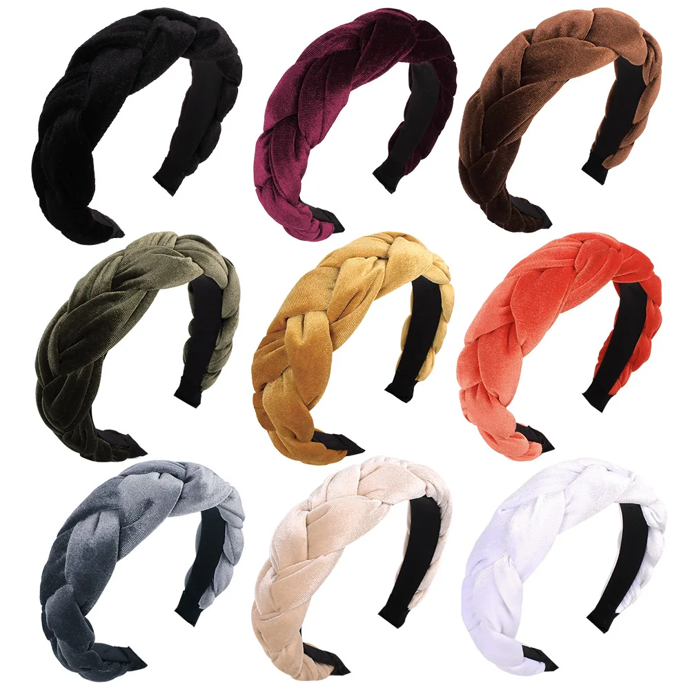 

Lady's Braided Braid Hair Band In Plain Colour Wide Brim Hair Accessories for Women Headbands Head Band