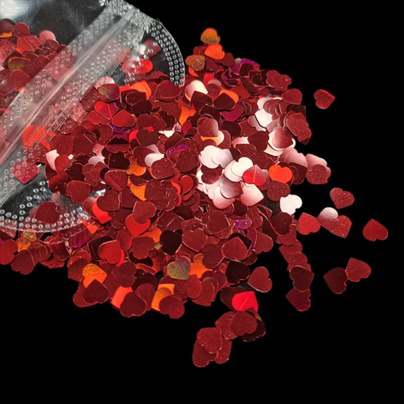 

Valentine's Day Sweet Love Heart Sequins Nail Glitter Thin Paillettes AB Flakes Acrylic Glitter Nail Art Decorations Manicure