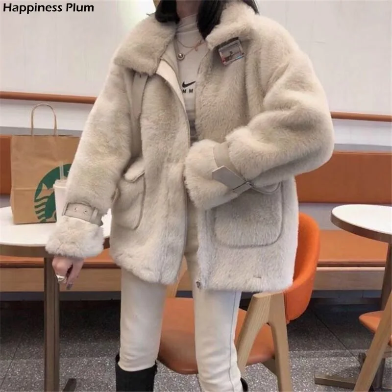 

Faux Mink Fashion Furs Fur Loose Teddy Winter Coat For Female Parka Women Short Thickening Overcoat Fourrure Femme Rabbit Furry