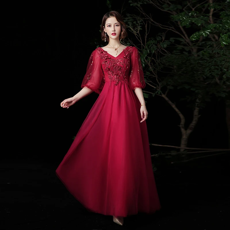 

Женское вечернее платье Robe De Soiree, длинное винтажное вечернее платье А-силуэта с коротким рукавом и треугольным вырезом, 2020