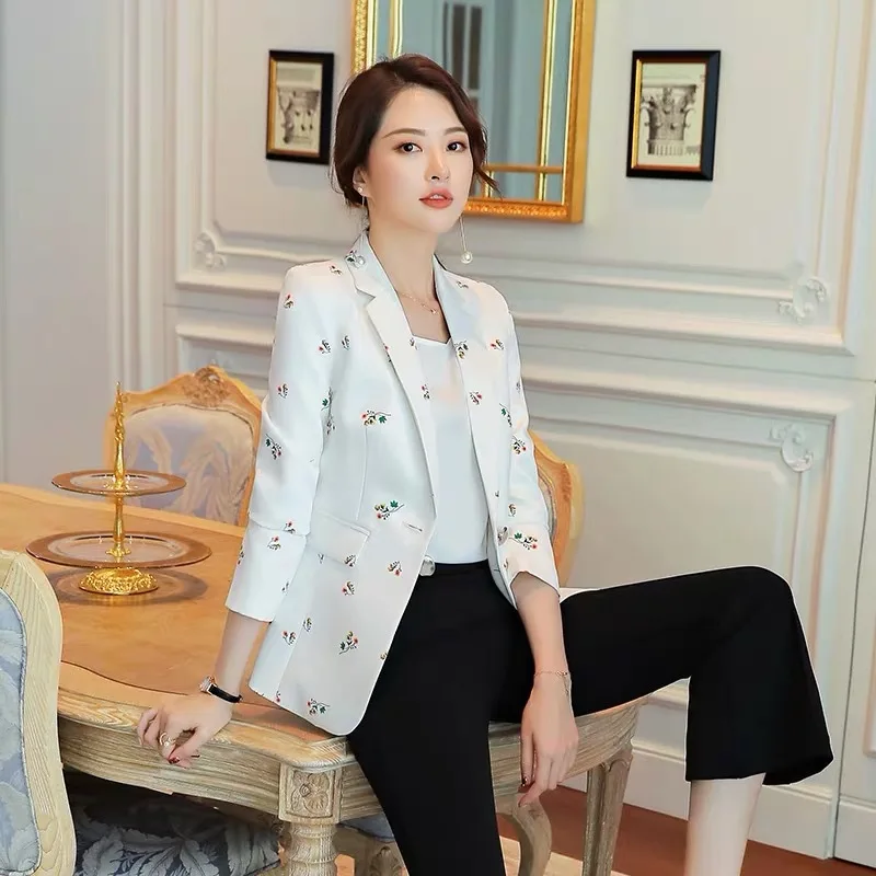 

Женский пиджак с принтом, новое весеннее платье 2021, повседневный облегающий пиджак с длинным рукавом в Корейском стиле
