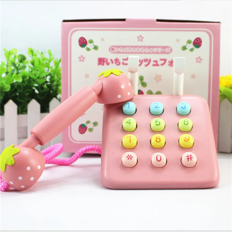 Игрушки для девочек имитация клубники розовый телефон мебель деревянные игрушки
