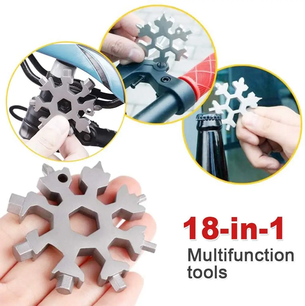 

Snowflake Tool Screwdriver Hex Wrench18-in-1 Multi-tool Snow Tool Wrench Combination Compact And Portable Outdoor Tools