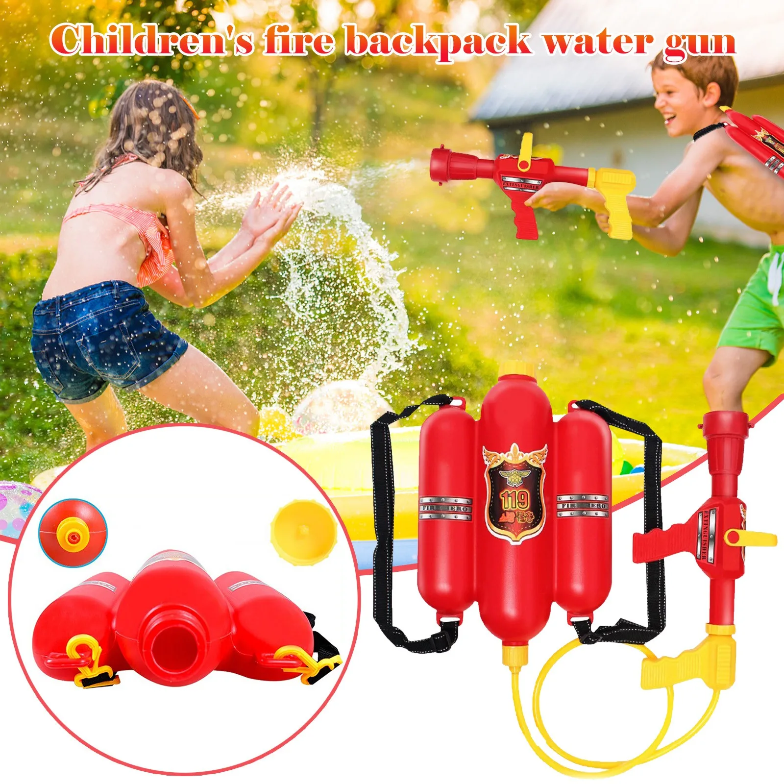 

Fireman Backpack Water Shooter-Blaster Water Guns Beach Toy and Outdoor Kids Gift