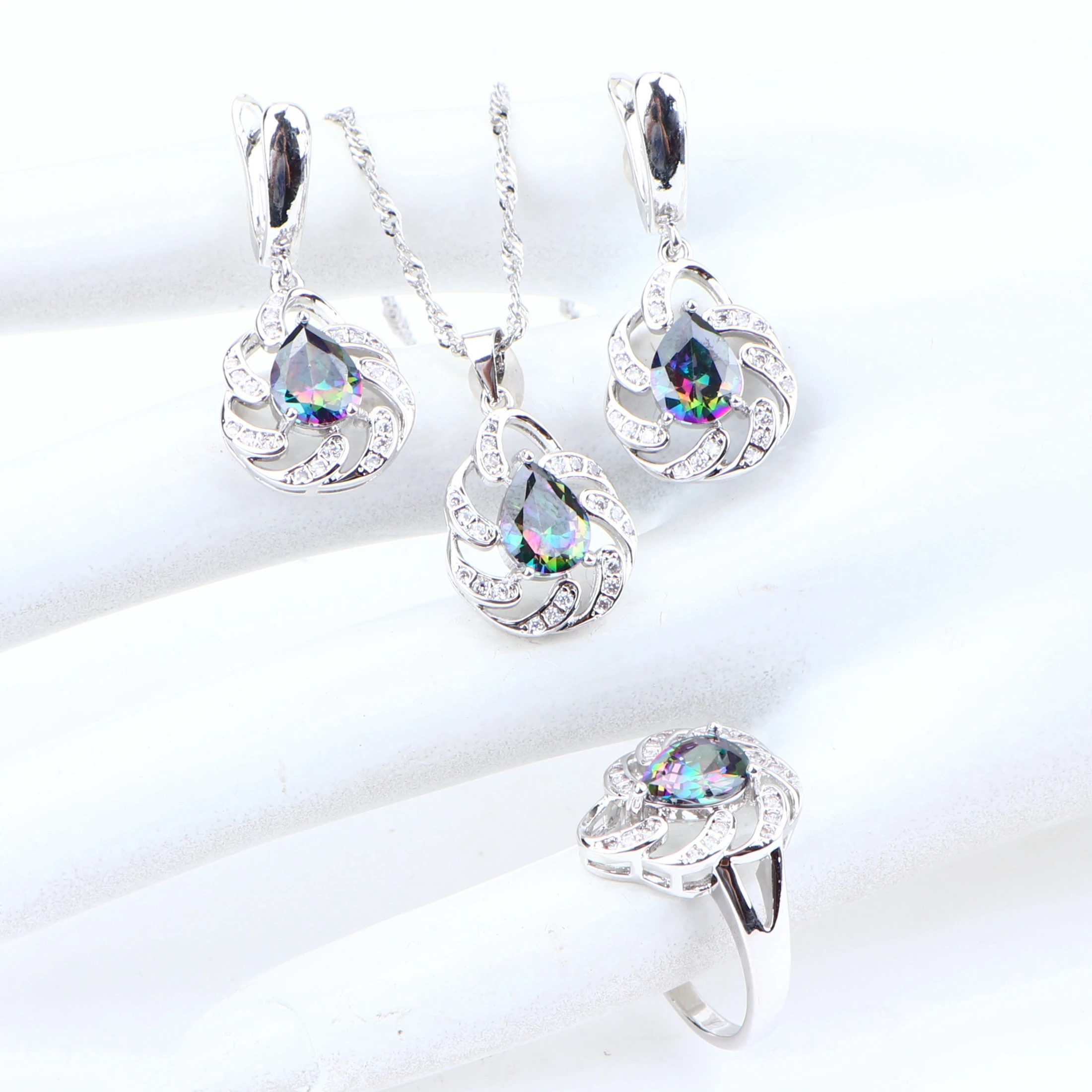 Женские аксессуары 925 серебряные циркониевые Ювелирные наборы свадебное