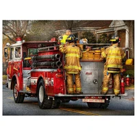 diy fire truck and firefighter cross stitch mosaic for sale full square circle embroidery picture rhinestone diamond painting